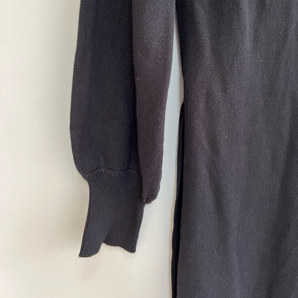 NWT Sam Edelman Knit Cowl Neck Long Sleeve Mini Dress with Tie Belt, Black, M - Picture 6 of 11